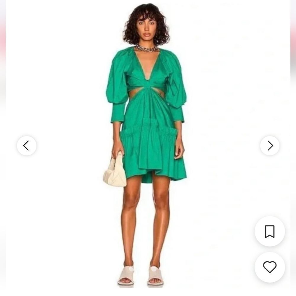 Navy Jason Wu Puff-Sleeve Cutout Dress
